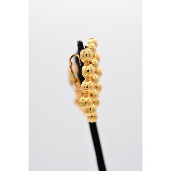 Vintage Clip Earrings Gold Tone Ball Linked Chain Giant Chunky Heavy 1980s BinAK - Picture 8 of 12